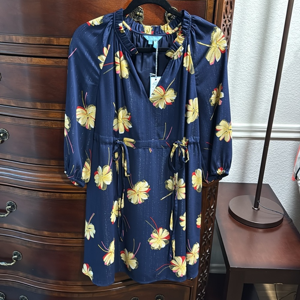 NWT Draper James Kellie Babydoll Dress in Wild Cosmos, Size Small